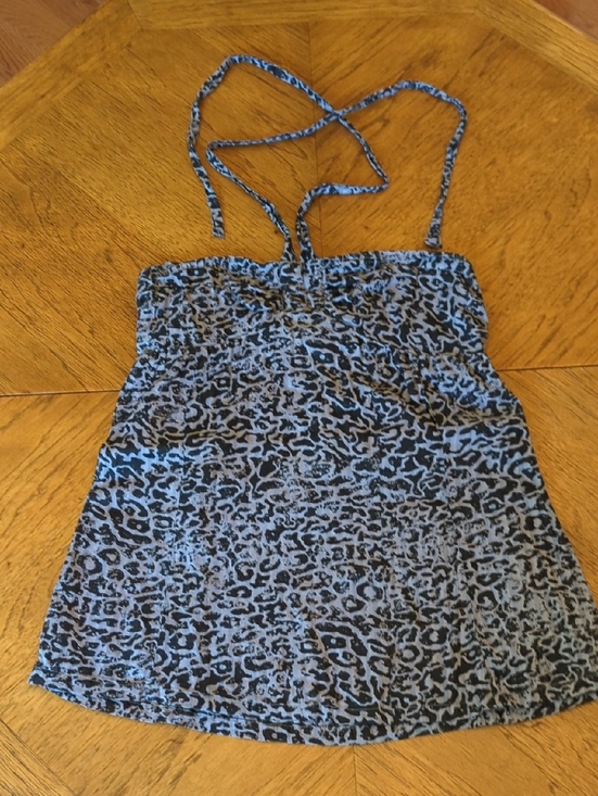 Maurices Tops - Y2K Maurices Gray And Black Leopard Print Tie Halter Babydoll Top